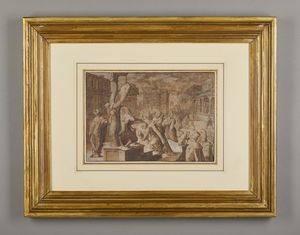 MASTER OF LIECHTENSTEIN (ATTIVO INTORNO AL 1550) : La regina di Saba davanti a Salomone  - Asta Asta 387 | ARTE ANTICA E DEL XIX SECOLO - DAL RINASCIMENTO AL SIMBOLISMO: OPERE DA COLLEZIONI ITALIANE Tradizionale - Associazione Nazionale - Case d'Asta italiane