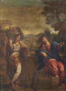 ARTISTA ITALIANO DEL XVII SECOLO - Cristo e la Samaritana al pozzo
