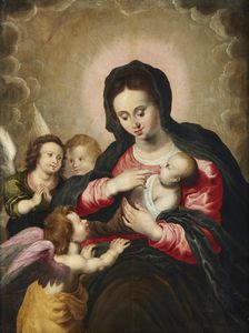 ARTISTA DEL XVII SECOLO - Madonna con Bambino e San Giovannino