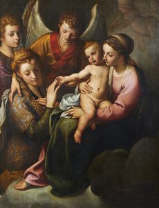 ARTISTA EMILIANO DEL XVII SECOLO - Sposalizio mistico di Santa Caterina d'Alessandria