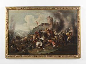 ARTISTA DEL XVII SECOLO : Scena di battaglia  - Asta Asta 387 | ARTE ANTICA E DEL XIX SECOLO - DAL RINASCIMENTO AL SIMBOLISMO: OPERE DA COLLEZIONI ITALIANE Tradizionale - Associazione Nazionale - Case d'Asta italiane