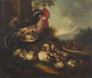 CRIVELLI DETTO IL CRIVELLONE ANGELO MARIA  (1650 - 1730) : Coppia di dipinti raffiguranti volatili  - Asta Asta 387 | ARTE ANTICA E DEL XIX SECOLO - DAL RINASCIMENTO AL SIMBOLISMO: OPERE DA COLLEZIONI ITALIANE Tradizionale - Associazione Nazionale - Case d'Asta italiane