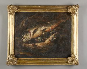 BOSELLI FELICE (1650 - 1732) : Natura morta con pesci  - Asta Asta 387 | ARTE ANTICA E DEL XIX SECOLO - DAL RINASCIMENTO AL SIMBOLISMO: OPERE DA COLLEZIONI ITALIANE Tradizionale - Associazione Nazionale - Case d'Asta italiane