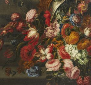 LOPEZ GASPARE (1650 - 1732) : Natura morta con vaso di fiori rovesciato  - Asta Asta 387 | ARTE ANTICA E DEL XIX SECOLO - DAL RINASCIMENTO AL SIMBOLISMO: OPERE DA COLLEZIONI ITALIANE Tradizionale - Associazione Nazionale - Case d'Asta italiane