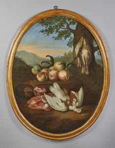 CASSANA GIOVANNI AGOSTINO (1658 - 1720) : Natura morta con cacciagione, pesche e carne  - Asta Asta 387 | ARTE ANTICA E DEL XIX SECOLO - DAL RINASCIMENTO AL SIMBOLISMO: OPERE DA COLLEZIONI ITALIANE Tradizionale - Associazione Nazionale - Case d'Asta italiane
