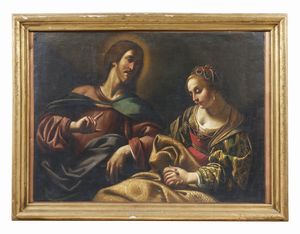 ARTISTA DEL XVII SECOLO : Cristo ammonisce la Maddalena  - Asta Asta 387 | ARTE ANTICA E DEL XIX SECOLO - DAL RINASCIMENTO AL SIMBOLISMO: OPERE DA COLLEZIONI ITALIANE Tradizionale - Associazione Nazionale - Case d'Asta italiane