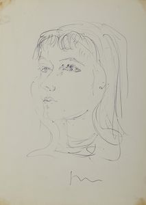 FONTANA LUCIO (1899 - 1968) : Ritratto femminile.  - Asta Asta 388 | ARTE MODERNA E CONTEMPORANEA Tradizionale - Associazione Nazionale - Case d'Asta italiane