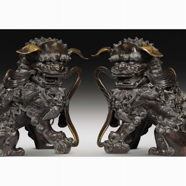 COPPIA DI LEONI, CINA, DINASTIA QING, SEC. XVIII-XIX  - Asta Arte Orientale | 东方艺术 - Associazione Nazionale - Case d'Asta italiane