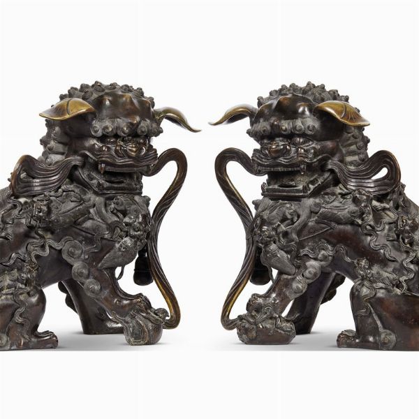 COPPIA DI LEONI, CINA, DINASTIA QING, SEC. XVIII-XIX  - Asta Arte Orientale | 东方艺术 - Associazione Nazionale - Case d'Asta italiane