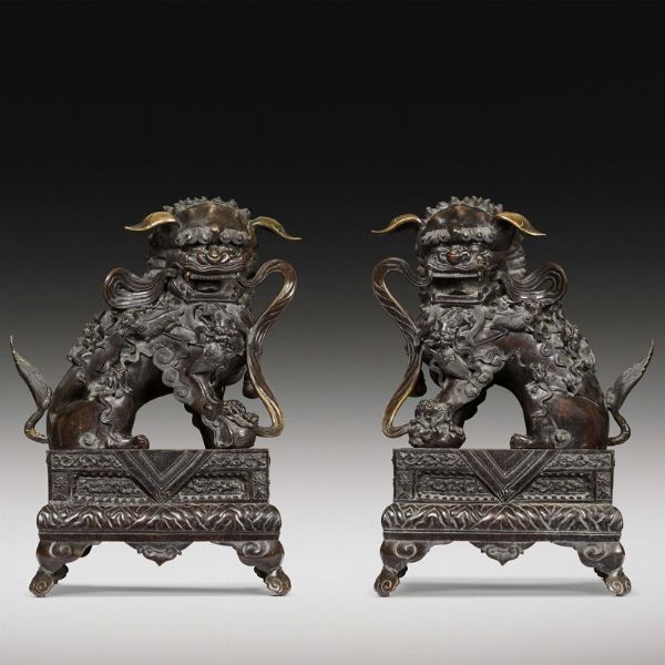 COPPIA DI LEONI, CINA, DINASTIA QING, SEC. XVIII-XIX  - Asta Arte Orientale | 东方艺术 - Associazione Nazionale - Case d'Asta italiane