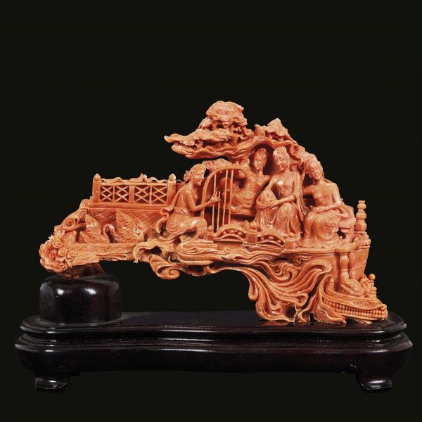 GRUPPO IN CORALLO, CINA, DINASTIA QING, SEC. XIX-XX  - Asta Arte Orientale | 东方艺术 - Associazione Nazionale - Case d'Asta italiane