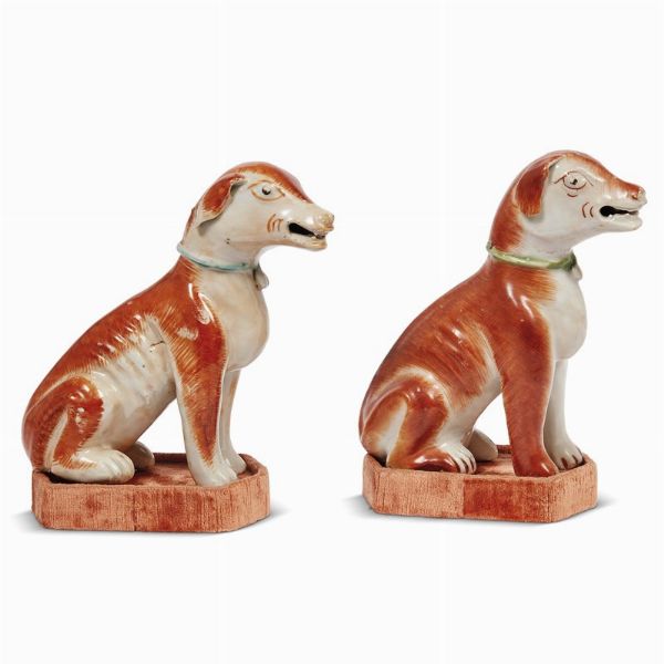COPPIA DI CANI, DINASTIA QING, SEC. XVIII  - Asta Arte Orientale | 东方艺术 - Associazione Nazionale - Case d'Asta italiane