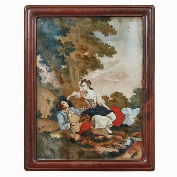 DIPINTO SU VETRO, CINA, DINASTIA QING, SEC. XIX  - Asta Arte Orientale | 东方艺术 - Associazione Nazionale - Case d'Asta italiane