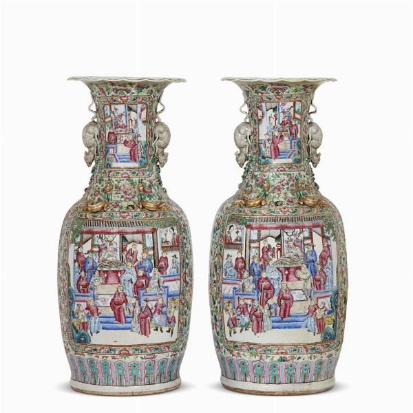 COPPIA DI VASI, CINA, DINASTIA QING, SEC. XIX  - Asta Arte Orientale | 东方艺术 - Associazione Nazionale - Case d'Asta italiane