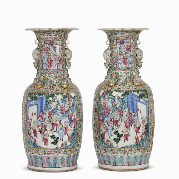 COPPIA DI VASI, CINA, DINASTIA QING, SEC. XIX  - Asta Arte Orientale | 东方艺术 - Associazione Nazionale - Case d'Asta italiane