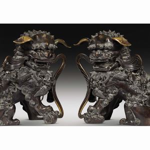 COPPIA DI LEONI, CINA, DINASTIA QING, SEC. XVIII-XIX  - Asta Arte Orientale | 东方艺术 - Associazione Nazionale - Case d'Asta italiane