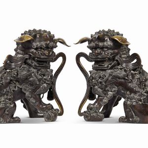 COPPIA DI LEONI, CINA, DINASTIA QING, SEC. XVIII-XIX  - Asta Arte Orientale | 东方艺术 - Associazione Nazionale - Case d'Asta italiane