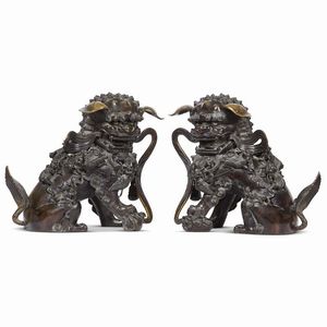 COPPIA DI LEONI, CINA, DINASTIA QING, SEC. XVIII-XIX  - Asta Arte Orientale | 东方艺术 - Associazione Nazionale - Case d'Asta italiane