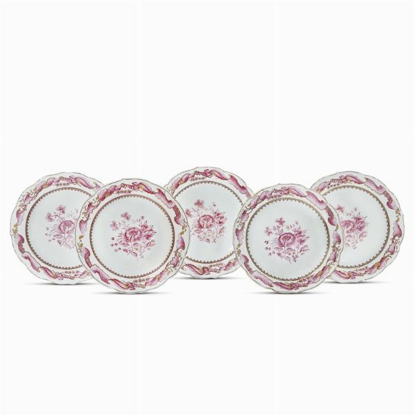 DIECI PIATTI, CINA, DINASTIA QING, PERIODO QIANLONG, 1750 CIRCA  - Asta Porcellane della Compagnia delle Indie Meraviglie cinesi per l'Europa - Associazione Nazionale - Case d'Asta italiane