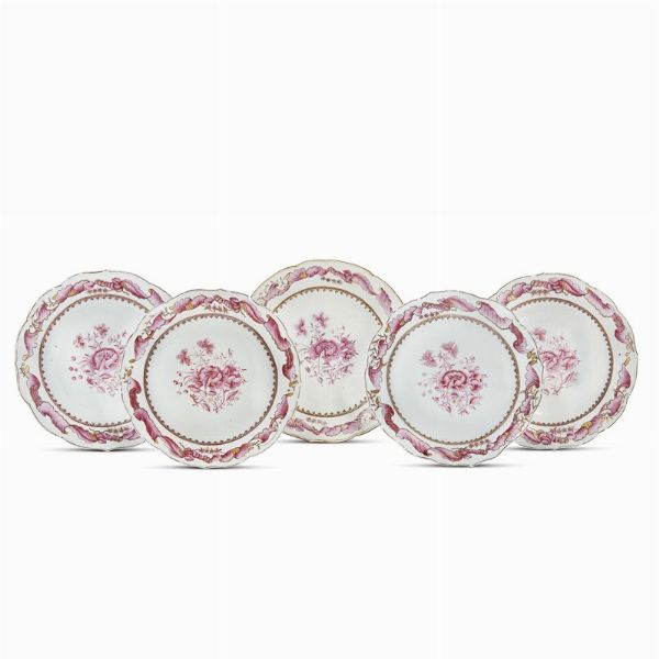 DIECI PIATTI, CINA, DINASTIA QING, PERIODO QIANLONG, 1750 CIRCA  - Asta Porcellane della Compagnia delle Indie Meraviglie cinesi per l'Europa - Associazione Nazionale - Case d'Asta italiane