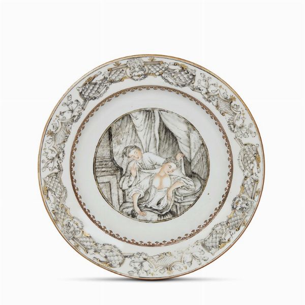 PIATTO, CINA, DINASTIA QING, PERIODO QIANLONG, 1745 CIRCA  - Asta Porcellane della Compagnia delle Indie Meraviglie cinesi per l'Europa - Associazione Nazionale - Case d'Asta italiane