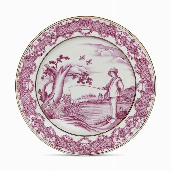 PIATTO, CINA, DINASTIA QING, PERIODO QIANNLONG, 1745 CIRCA  - Asta Porcellane della Compagnia delle Indie Meraviglie cinesi per l'Europa - Associazione Nazionale - Case d'Asta italiane