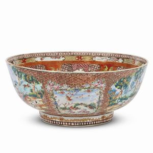 COPPA DA PUNCH, CINA, DINASTIA QING, PERIODO QIANLONG, 1780 CIRCA  - Asta Porcellane della Compagnia delle Indie Meraviglie cinesi per l'Europa - Associazione Nazionale - Case d'Asta italiane