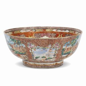 COPPA DA PUNCH, CINA, DINASTIA QING, PERIODO QIANLONG, 1780 CIRCA  - Asta Porcellane della Compagnia delle Indie Meraviglie cinesi per l'Europa - Associazione Nazionale - Case d'Asta italiane