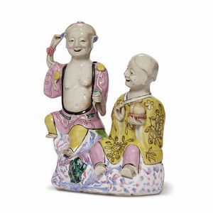 GRUPPO H&Eacute; H&Eacute; ER XIAN  ,   CINA, DINASTIA QING, PERIODO QIANLONG, 1780 CIRCA  - Asta Porcellane della Compagnia delle Indie Meraviglie cinesi per l'Europa - Associazione Nazionale - Case d'Asta italiane