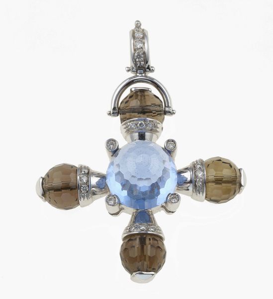 Leaderline. Pendente con quarzi e piccoli diamanti  - Asta Gioielli - Associazione Nazionale - Case d'Asta italiane