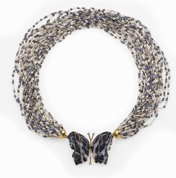 Collana a pi fili di perle di acqua dolce  - Asta Gioielli - Associazione Nazionale - Case d'Asta italiane