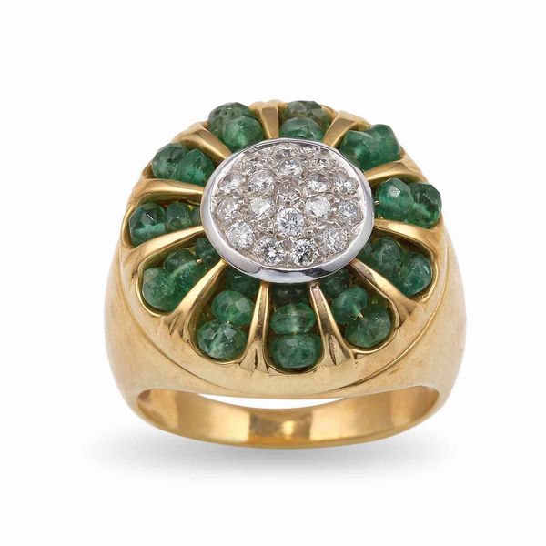 Anello con smeraldi e diamanti  - Asta Gioielli - Associazione Nazionale - Case d'Asta italiane