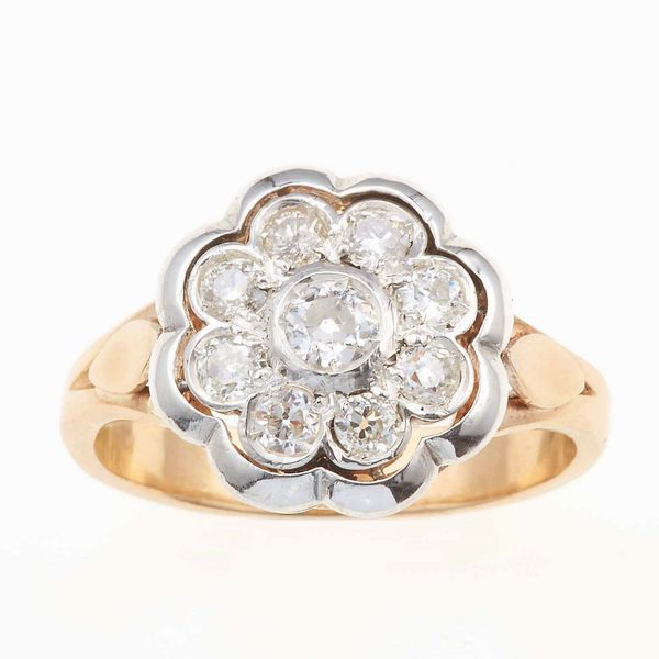 Anello con diamanti di vecchio taglio  - Asta Gioielli - Associazione Nazionale - Case d'Asta italiane