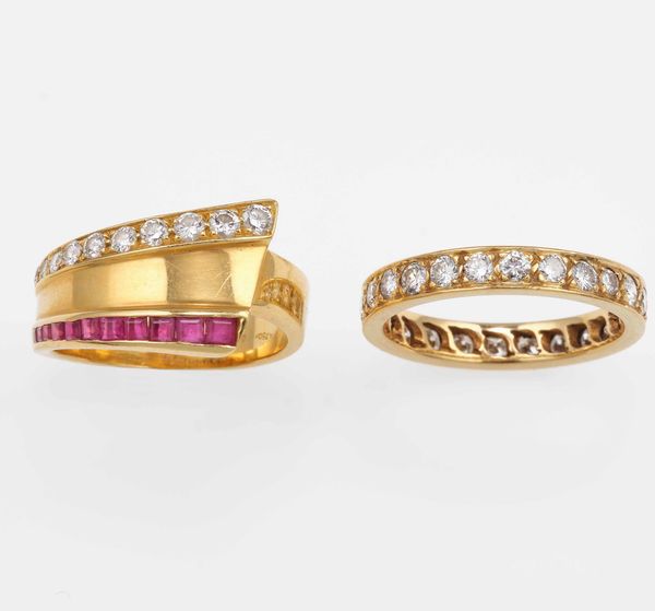 Due anelli con diamanti e rubini  - Asta Gioielli - Associazione Nazionale - Case d'Asta italiane