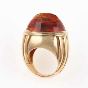 Anello con quarzo citrino taglio briolette  - Asta Gioielli - Associazione Nazionale - Case d'Asta italiane