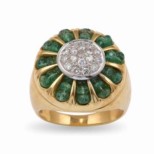 Anello con smeraldi e diamanti  - Asta Gioielli - Associazione Nazionale - Case d'Asta italiane