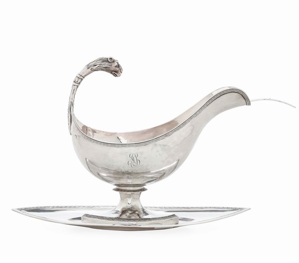 Salsiera. Argento primo titolo fuso, sbalzato e cesellato. Parigi, marchi di titolo in uso dal 1809 al 1819, argentiere Jean-Pierre Bibron  - Asta Argenti da Collezione | Antichi - Associazione Nazionale - Case d'Asta italiane