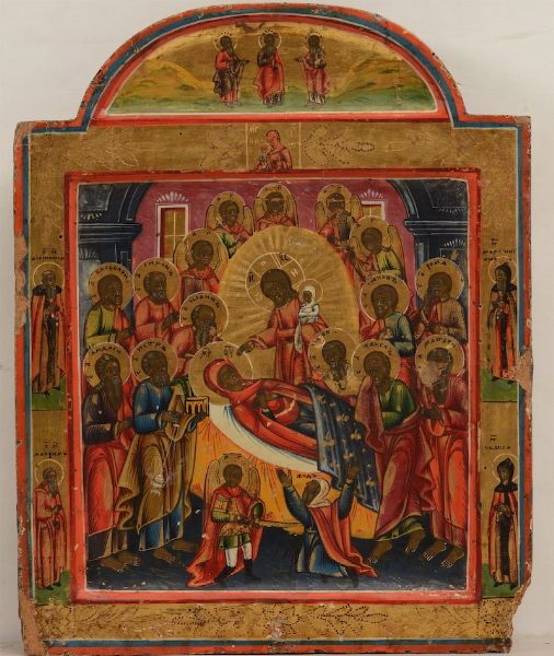 Scuola balcanica del XIX secolo Battesimo di Cristo<BR>Dormizione della Vergine  - Asta Argenti da Collezione | Antichi - Associazione Nazionale - Case d'Asta italiane