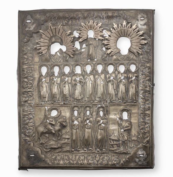 Lotto di varie rize ed elementi in metallo e argento sbalzato  - Asta Argenti da Collezione | Antichi - Associazione Nazionale - Case d'Asta italiane