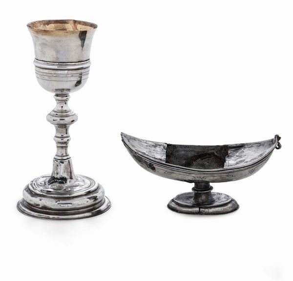 Calice. Argento fuso, tornito, sbalzato e dorato. Genova XVIII secolo. Marchio della �Torretta�  - Asta Argenti da Collezione | Antichi - Associazione Nazionale - Case d'Asta italiane