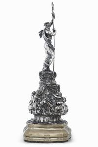 Gruppo allegorico con Nettuno. Argento fuso a cera persa e cesellato. Argenteria artistica italiana della prima met� del XX secolo  - Asta Argenti da collezione | XX secolo - Associazione Nazionale - Case d'Asta italiane