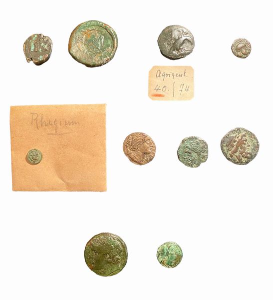 Lotto di 10 monete in bronzo del mondo greco e magno greco : tra cui: Rhegium, Agrigento  - Asta Numismatica - Associazione Nazionale - Case d'Asta italiane