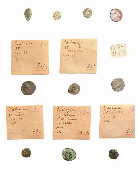 Lotto di 10 monete in bronzo del mondo greco e magno greco : tra cui: Cartagine, Agrigento  - Asta Numismatica - Associazione Nazionale - Case d'Asta italiane