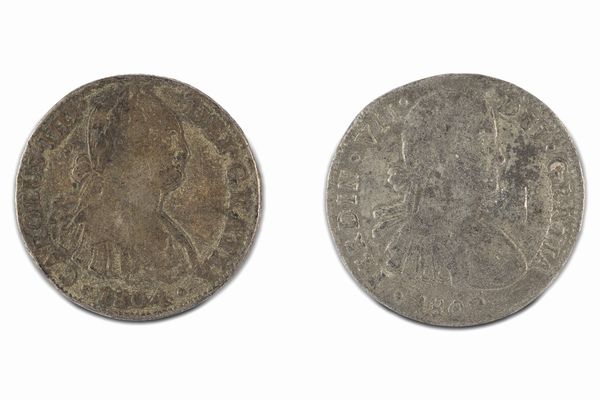 Messico : Lotto di 2 monete false d'epoca in argento  - Asta Numismatica - Associazione Nazionale - Case d'Asta italiane