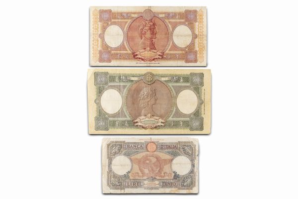 Repubblica Italiana : Lotto di 3 biglietti di Banca d'Italia  - Asta Numismatica - Associazione Nazionale - Case d'Asta italiane