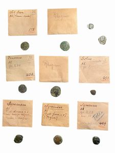 Lotto di 10 monete in bronzo del mondo greco e magno greco - tra cui: Siracusa, Solus, Rhegium, Panormo, Cartagine