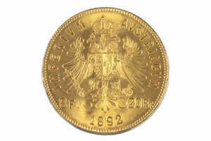 Austria - Franz Joseph I : 8 Fiorini / 20 Franchi  - Asta Numismatica - Associazione Nazionale - Case d'Asta italiane