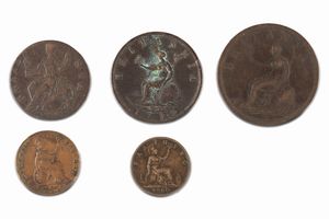 Gran Bretagna : Lotto di 5 monete  - Asta Numismatica - Associazione Nazionale - Case d'Asta italiane
