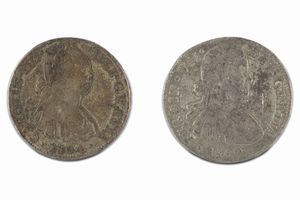 Messico : Lotto di 2 monete false d'epoca in argento  - Asta Numismatica - Associazione Nazionale - Case d'Asta italiane