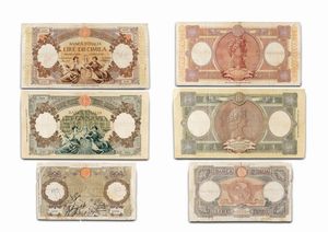 Repubblica Italiana - Lotto di 3 biglietti di Banca d'Italia